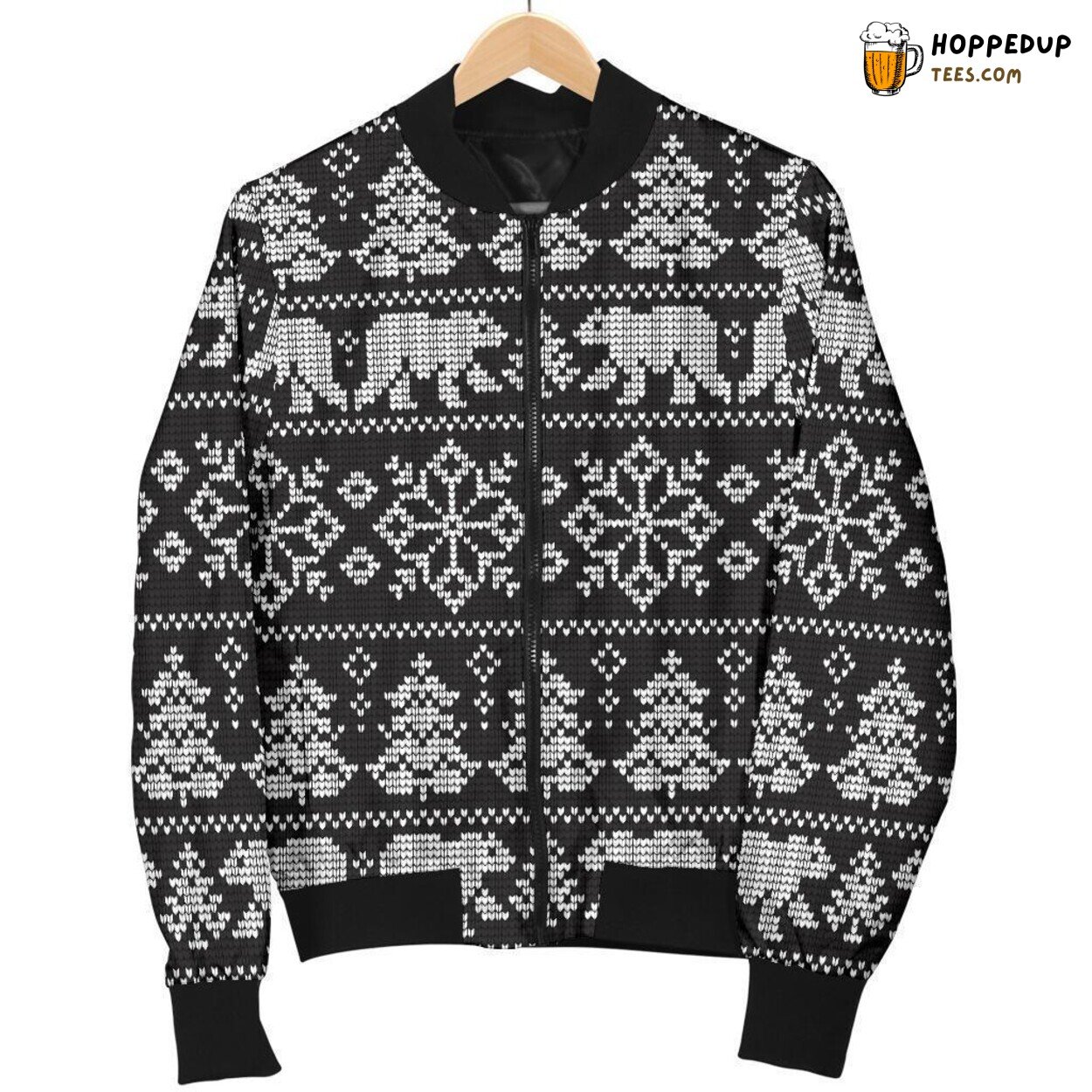 Polar Bear in Fairisle Christmas Men’s Bomber Jacket Unique Pattern Essence Polar Bear in Fairisle Christmas Men’s Bomber Jacket Unique Pattern Essence