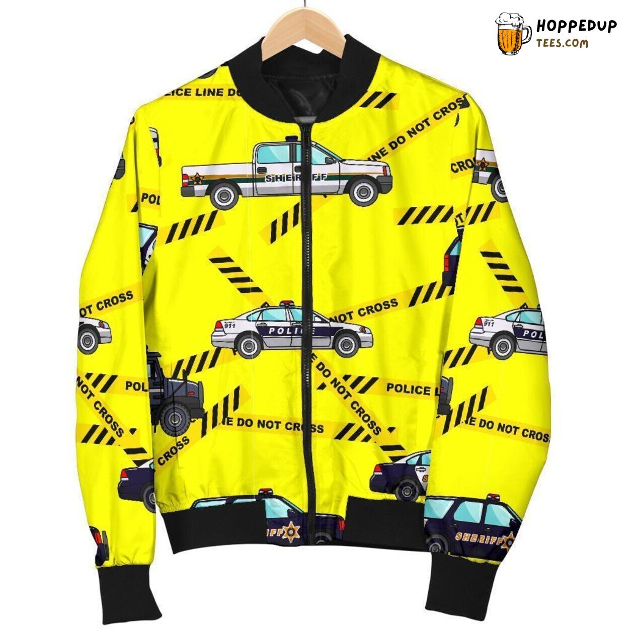 Police Car Patrol Presence Men’s Bomber Jacket Authority Design Tribute Art
