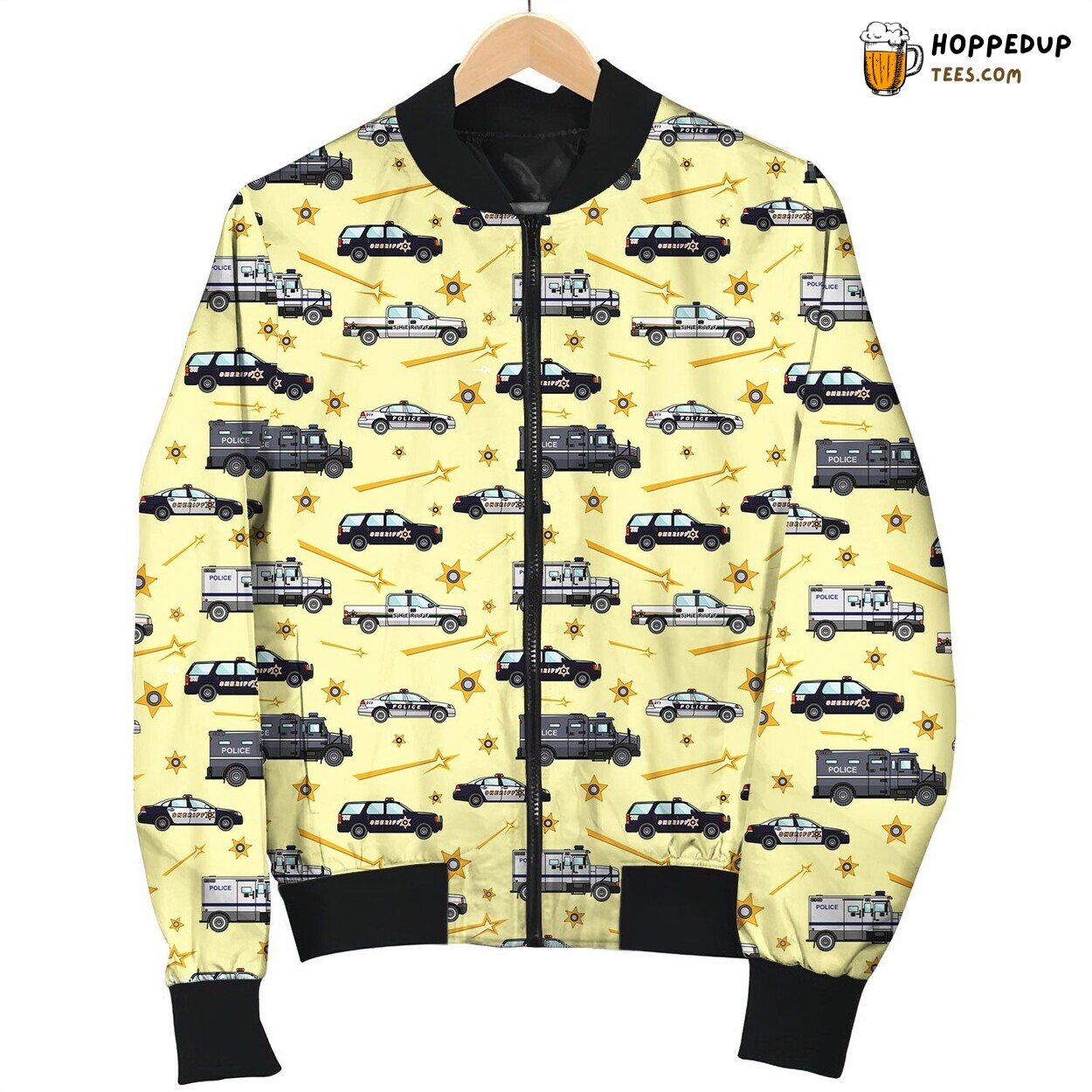 Police Cars Pattern Bomber Jacket