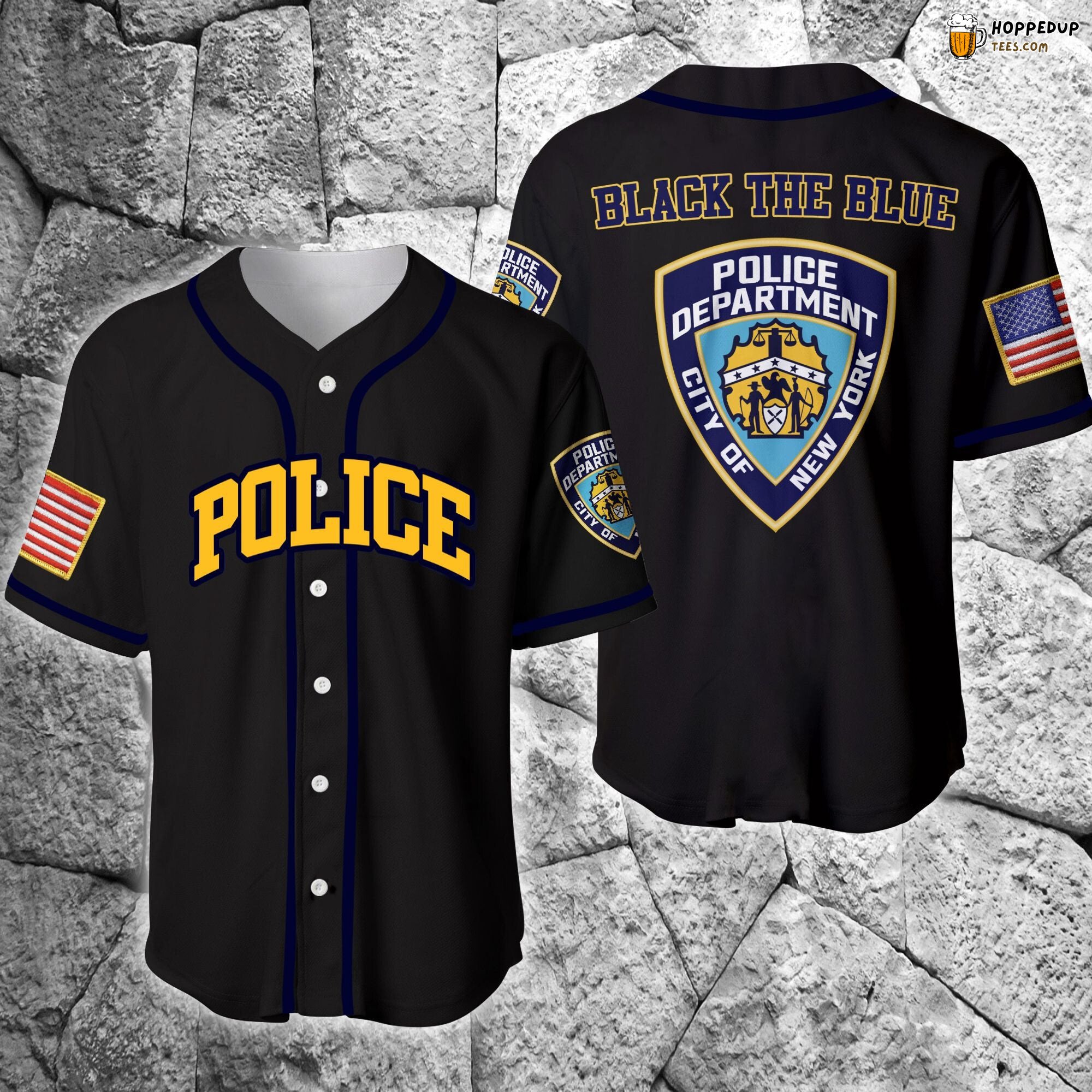 Police Supportive Back The Blue Baseball Jersey Unique Design Edition