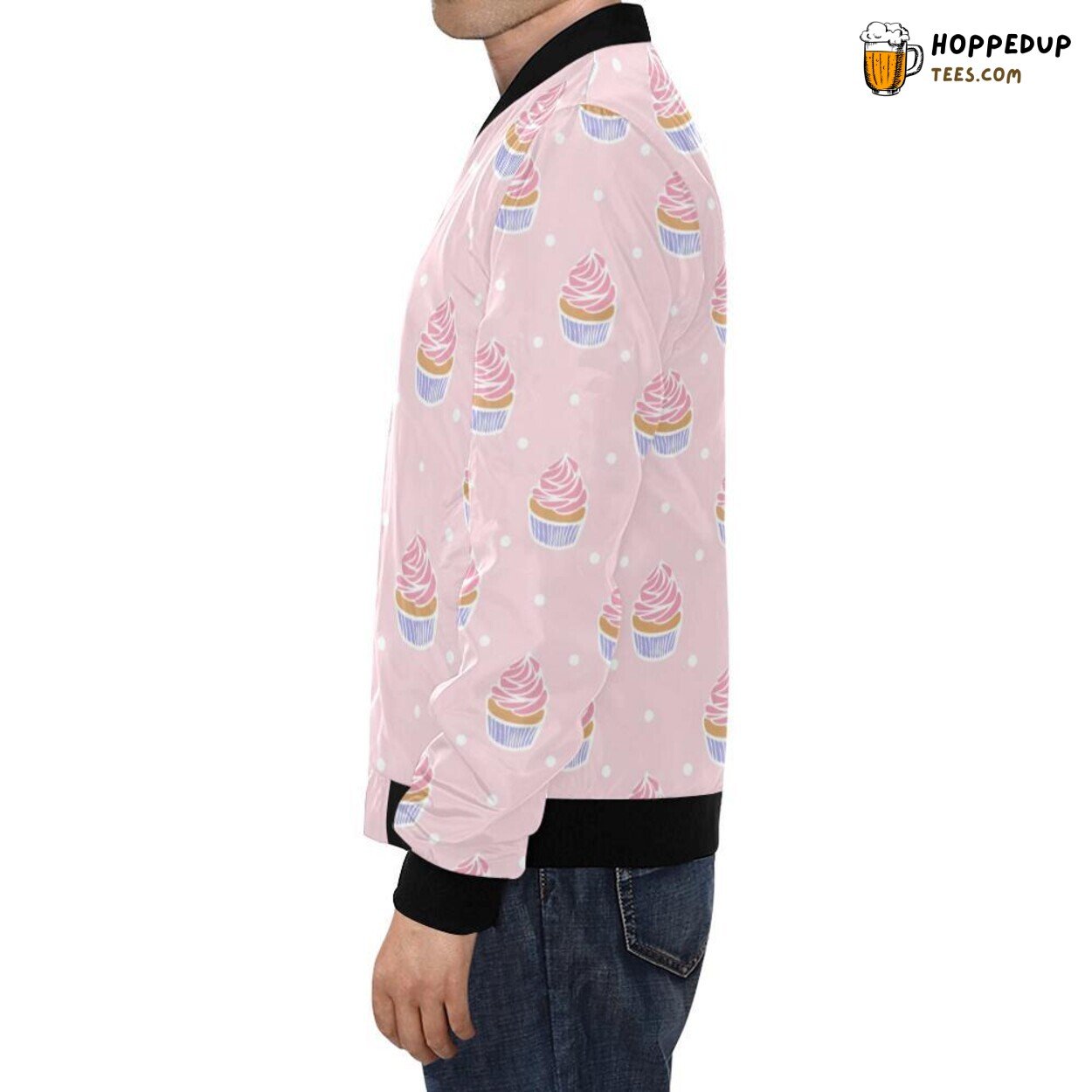 Polka Dot Cupcake Pattern Print Men’s Bomber Jacket Unique Look