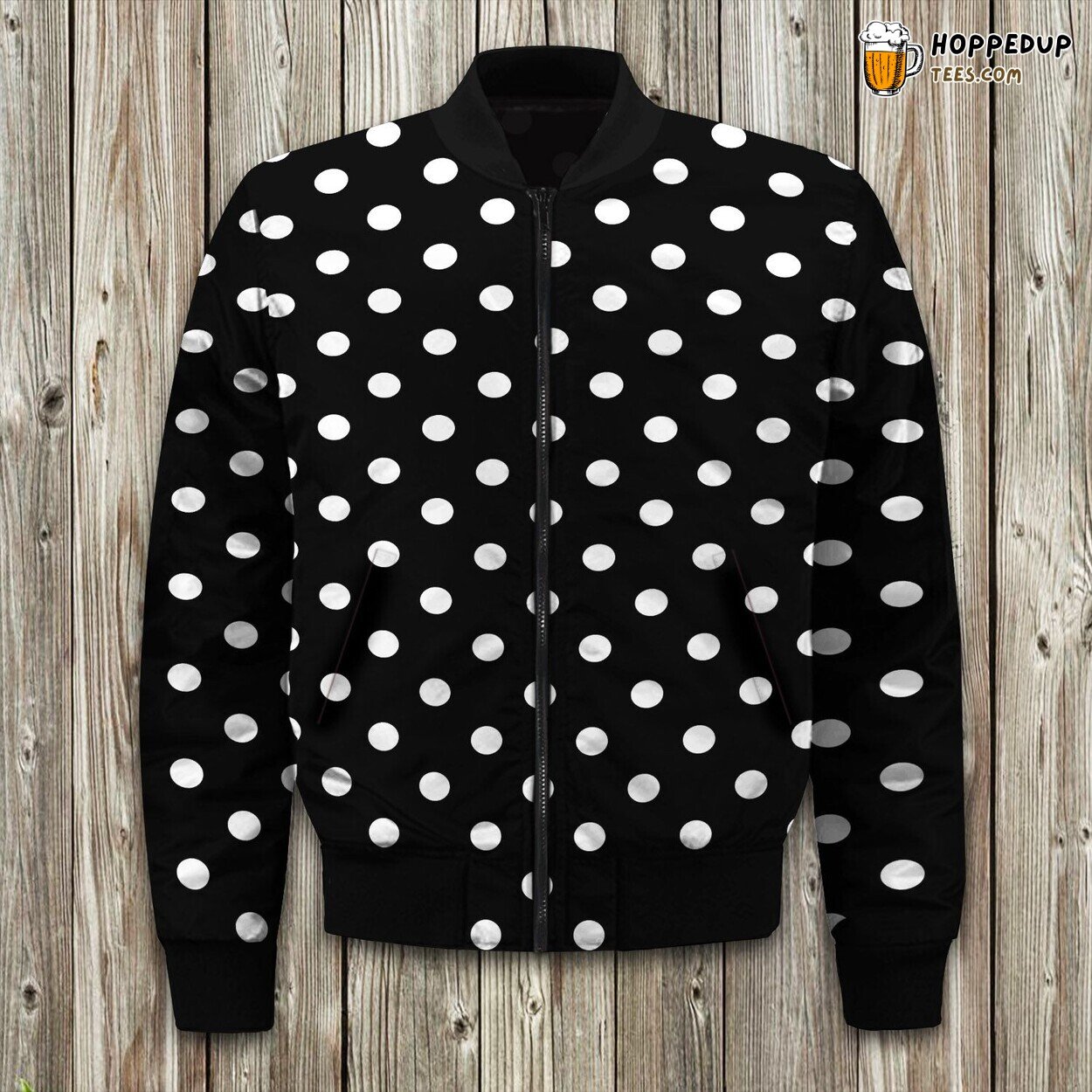 Polka Dot Design Black White Winter Bomber Jacket Unique Trend Wear