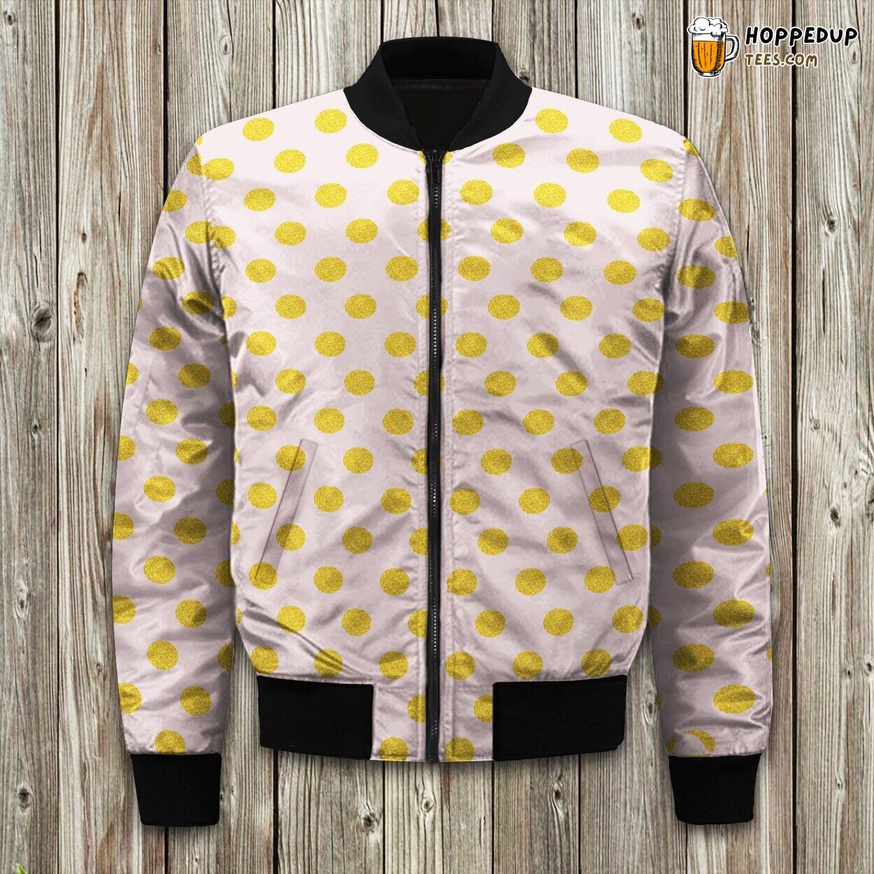 Polka Dot Gold Pink Bomber Jacket