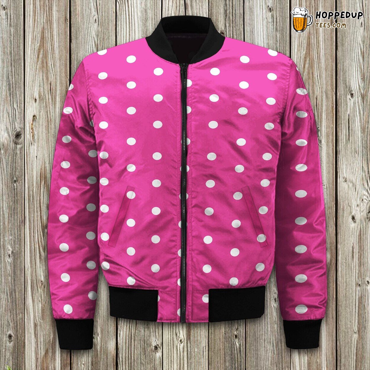 Polka Dot Inspired Retro Design Winter Bomber Jacket Stylish Trend Wear
