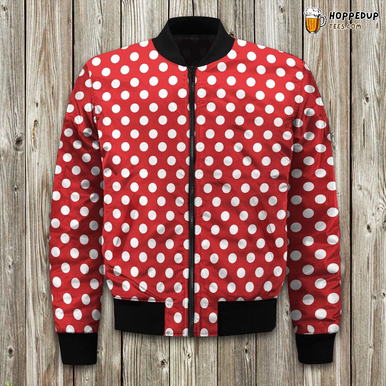 Polka Dot Red Pattern Print Design Area Bomber Jacket
