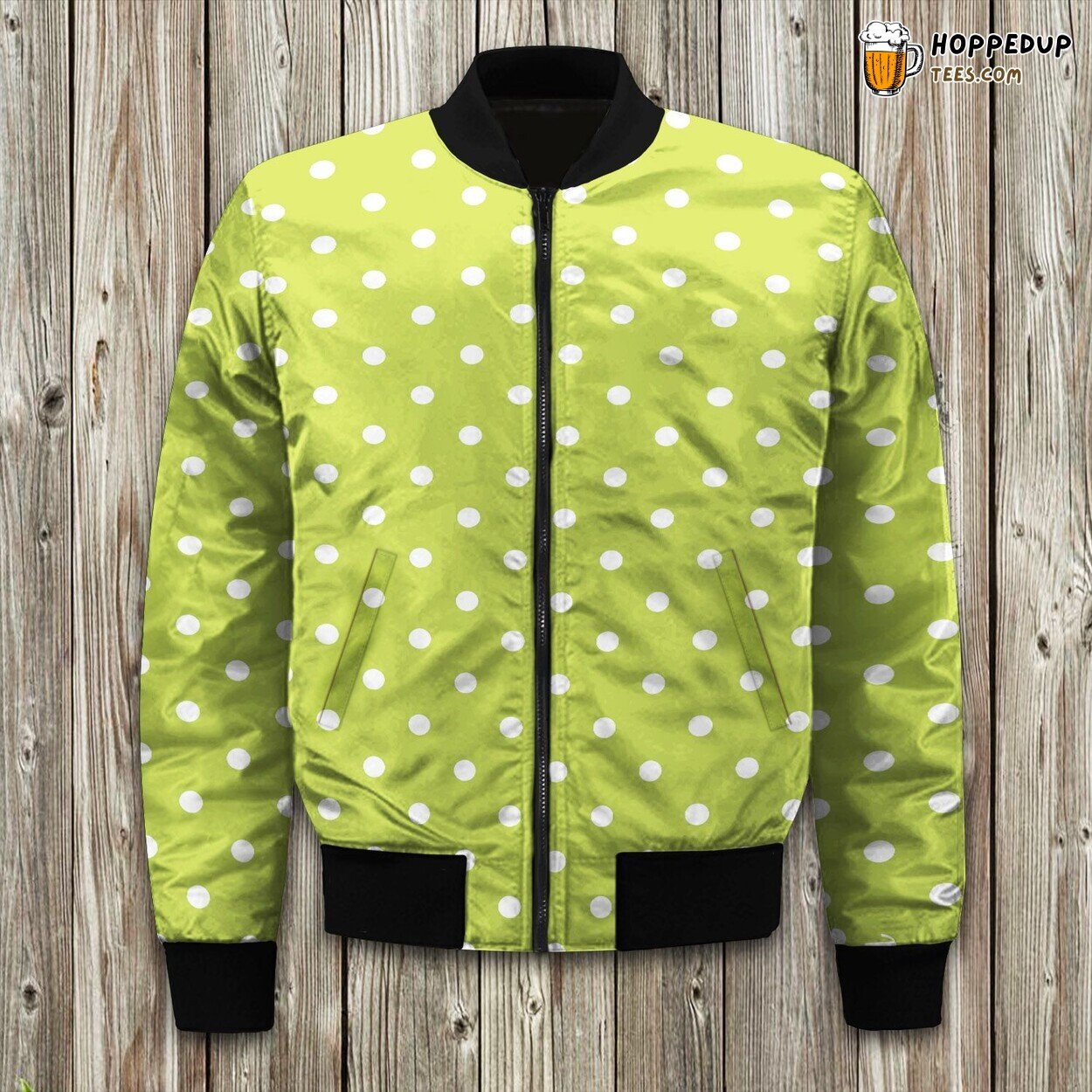 Polka Dot Retro Design Winter Bomber Jacket Fashionable Warm Trend Wear