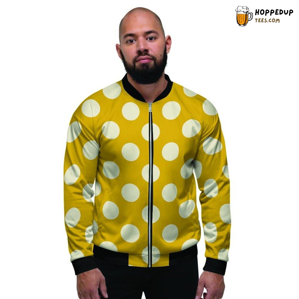 Polka Dot Vibrant Yellow Design Men’s Bomber Jacket Bright Spotted Fashion Look