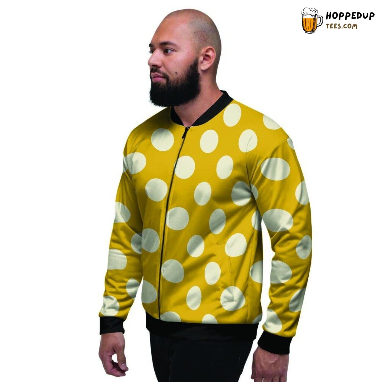 Polka Dot Vibrant Yellow Design Men’s Bomber Jacket Bright Spotted Fashion Look