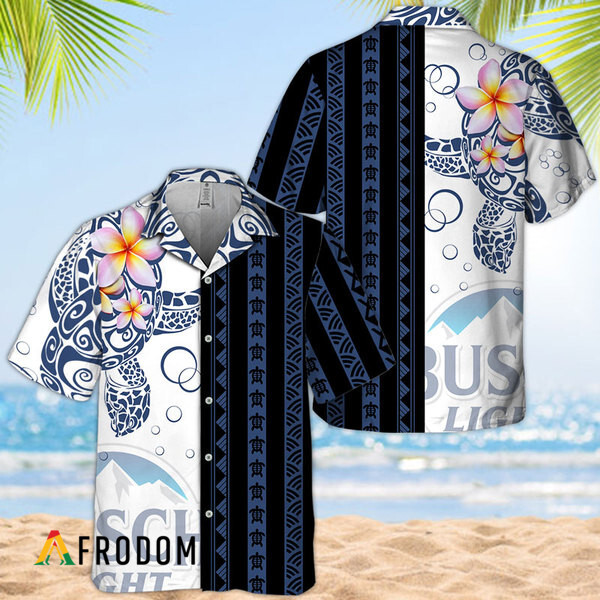 Polynesian Blend Ocean Turtle Busch Light Hawaiian Shirt HU