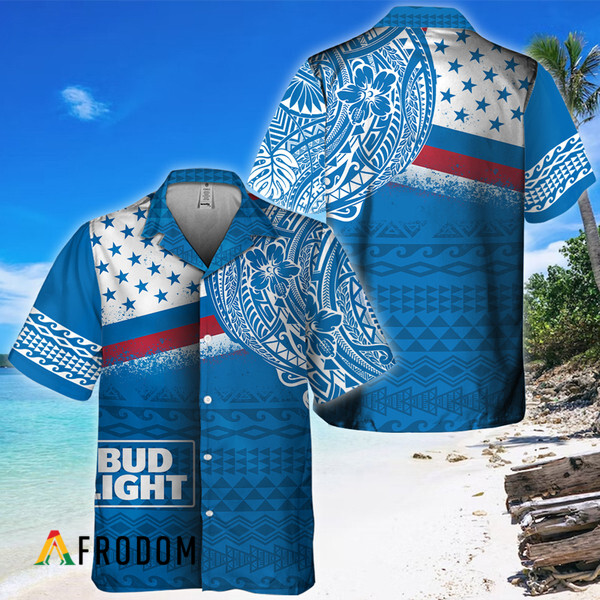 Polynesian Blue Bud Light Beer Hawaiian Shirt HU