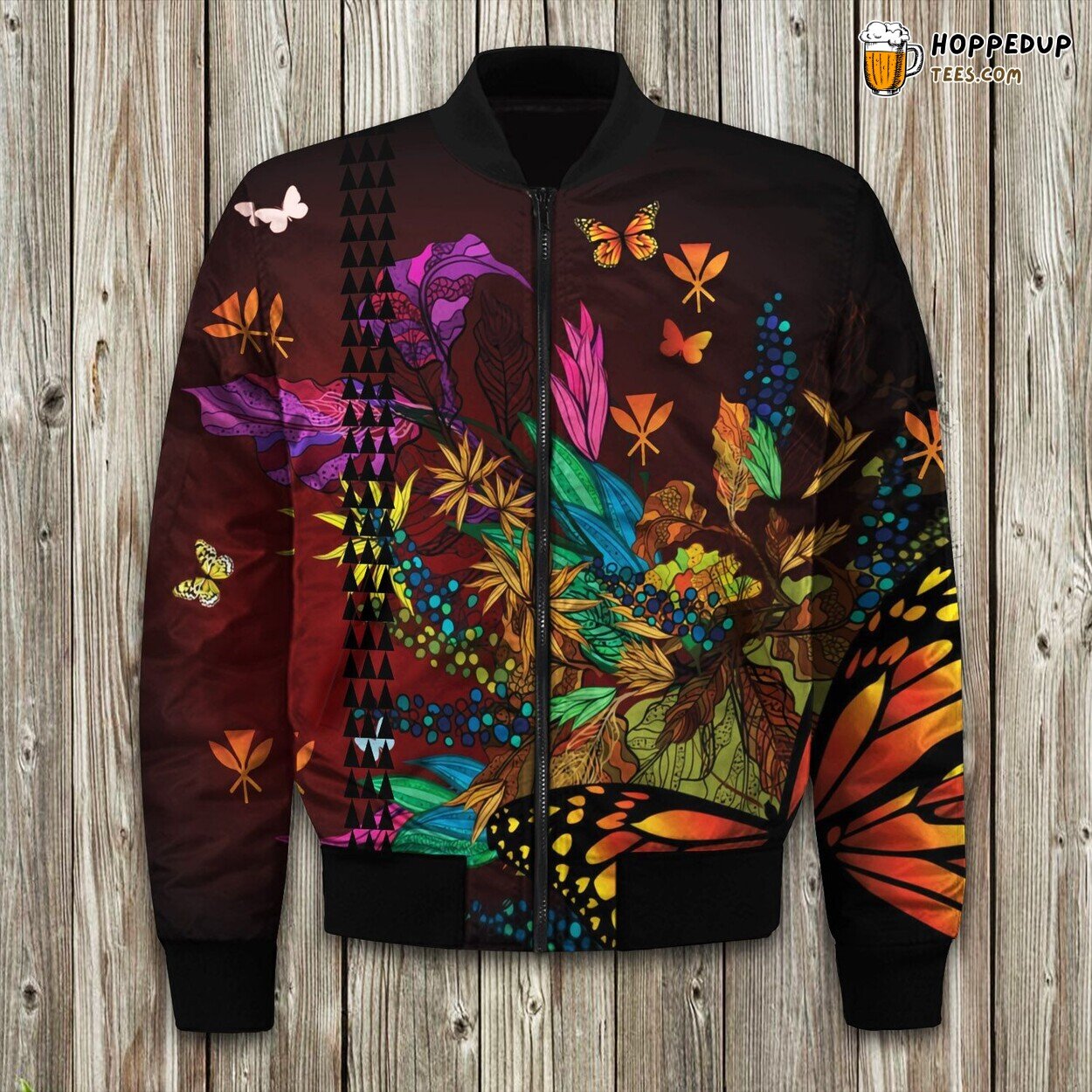 Polynesian Hawaii Bright Colofloral Bomber Jacket