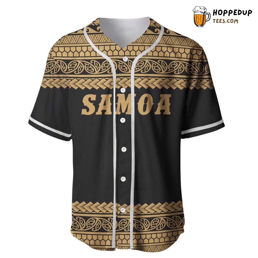 Polynesian Samoa Gold Baseball Tee Jersey Shirts 3D