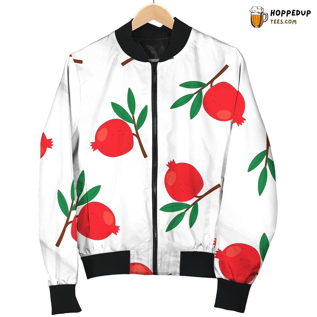Pomegranate Pattern Cartoon Flat Design Bomber Jacket