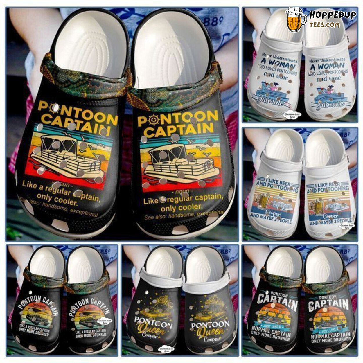Pontoon Captain Personalized Classic Comfortable Unique Clogs Shoes