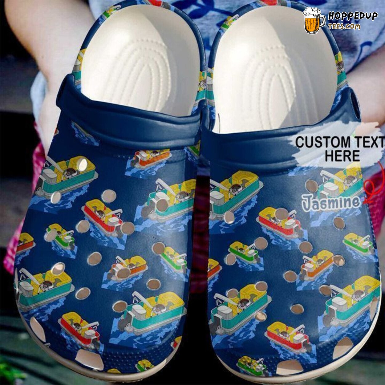 Pontoon Personalized Pattern Theme Clog Shoes Unique Outdoor Lovers Gift