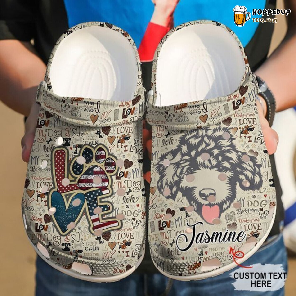 Poodle Personalized Love Vintage Themed Comfortable Unique Clogs