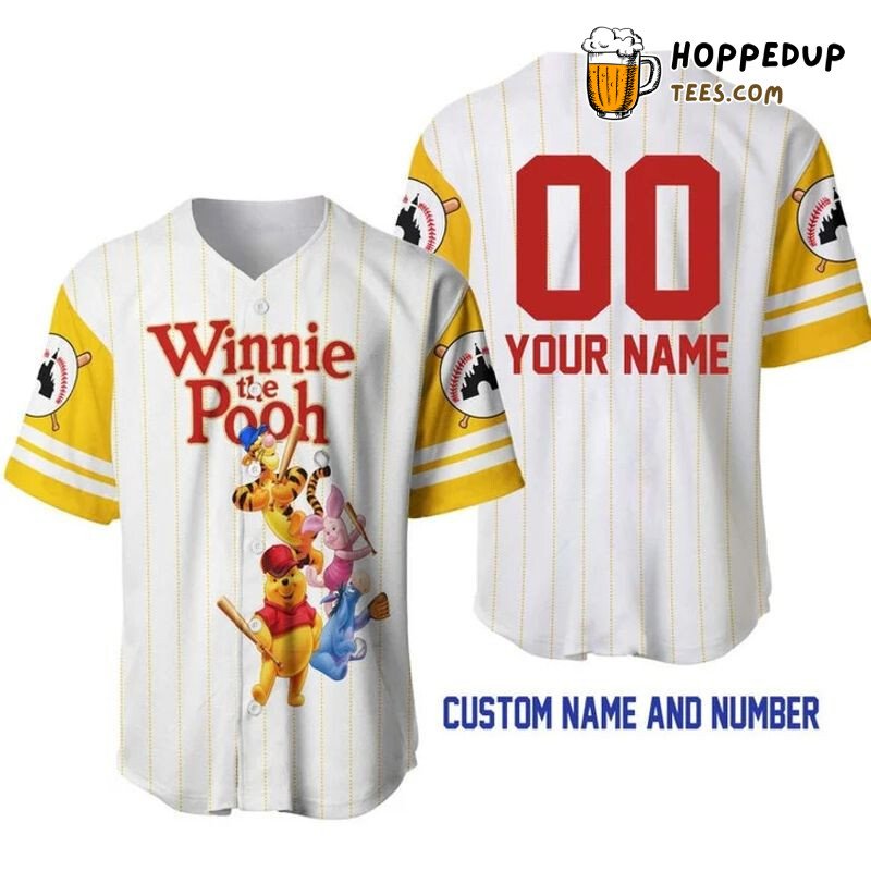 Pooh Tigger Piglet Eeyore White Pinstripe Personalized Jersey