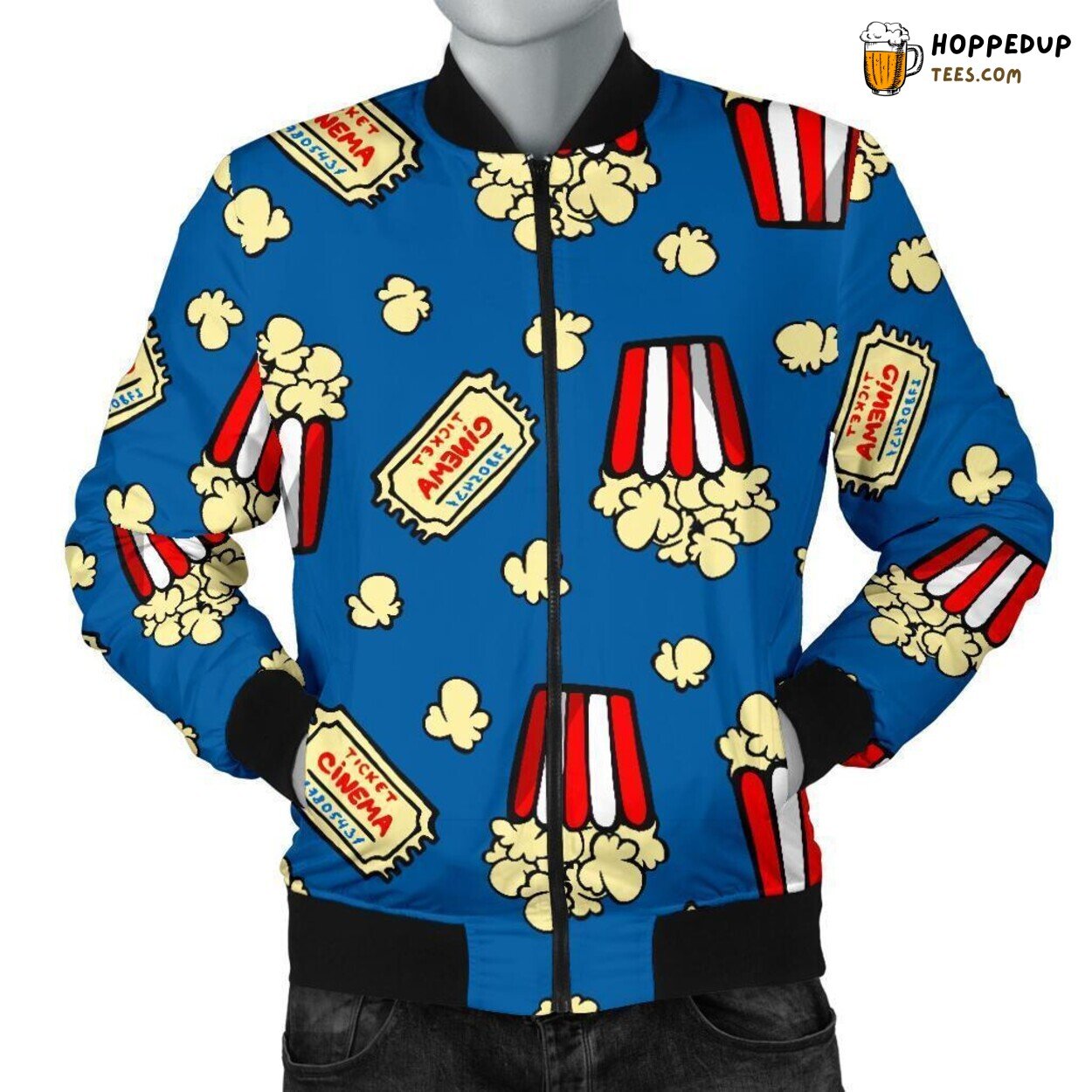 Popcorn Movie Snack Design Men’s Bomber Jacket Unique Pattern Showcase