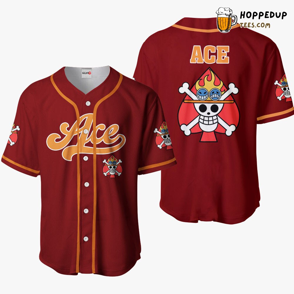 Portgas D. Ace Emblem Unique Baseball Jersey Collection Distinctive Design Portgas D. Ace Emblem Unique Baseball Jersey Collection Distinctive Design
