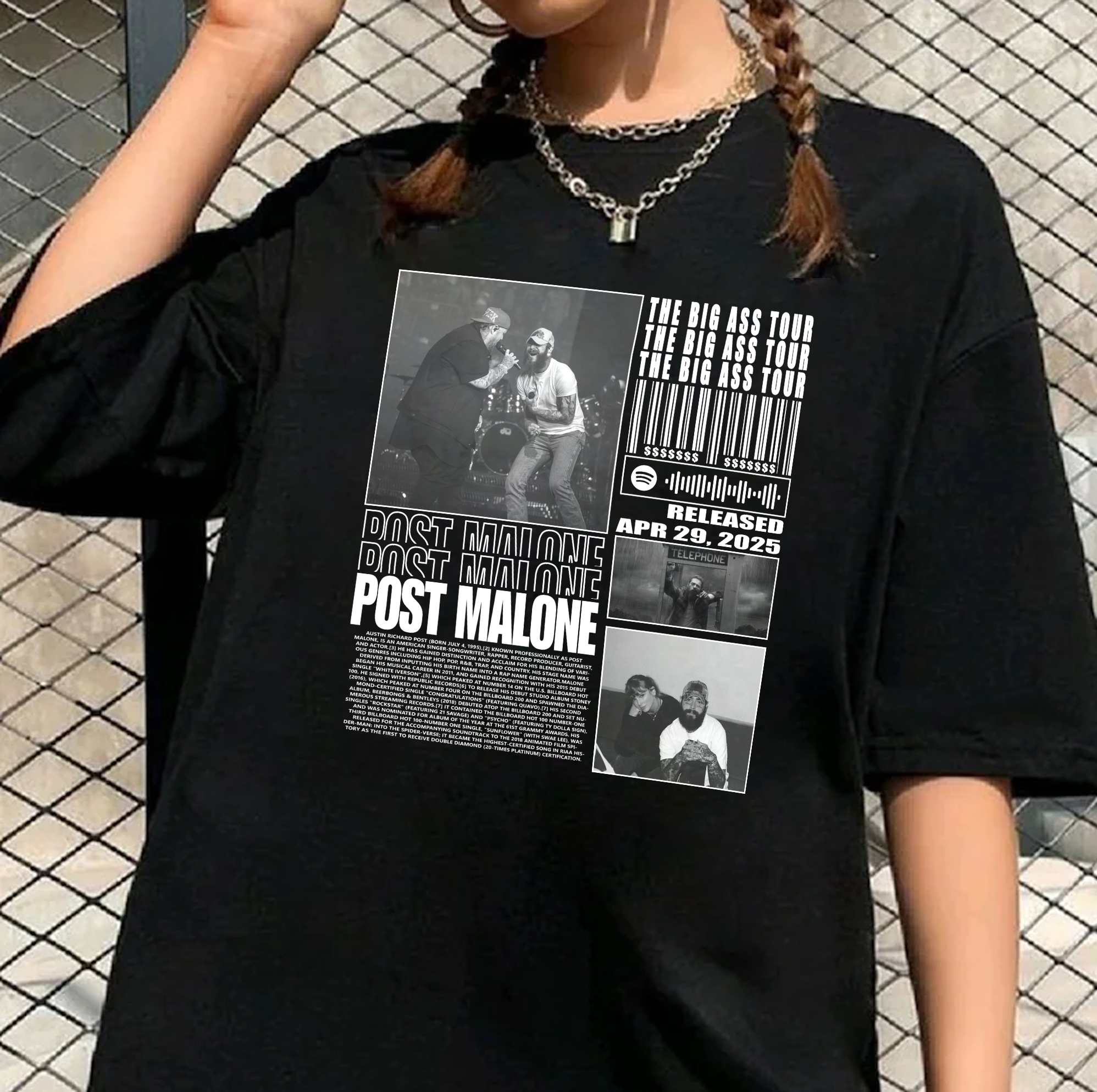 Post Malone Roll Tour Graphic T-Shirt – Big Stadium Concert Style
