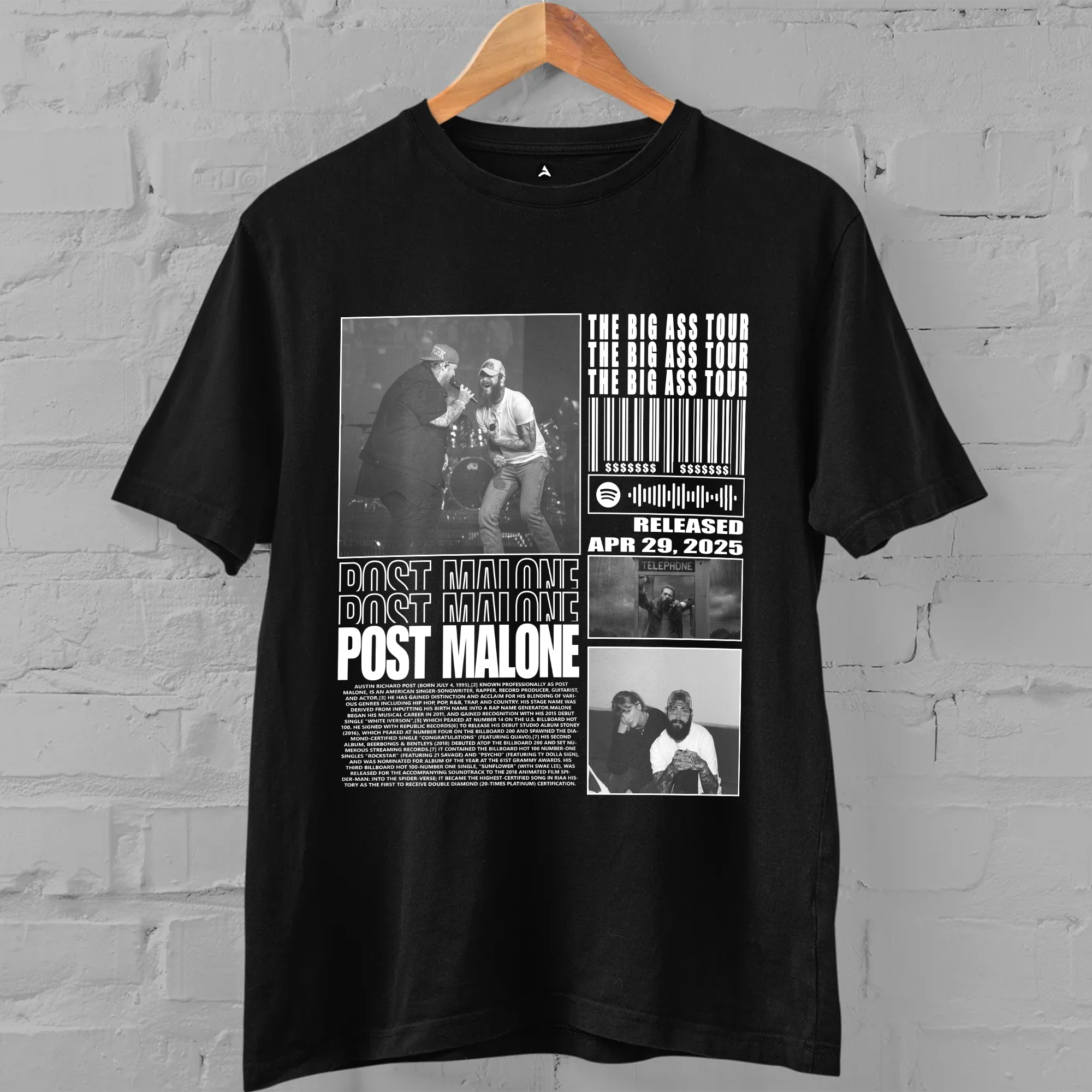Post Malone Roll Tour Graphic T-Shirt – Big Stadium Concert Style