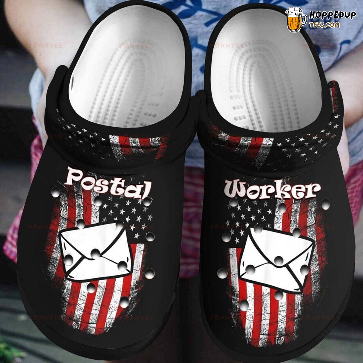 Postal Worker American Flag Themed Rubber Clogs Comfy Footwear Gift Idea