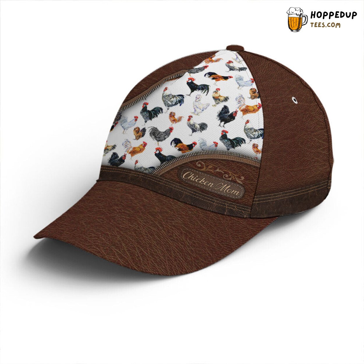 Poultry Lovers Chicken Mom Leather Unique Statement Design Baseball Cap
