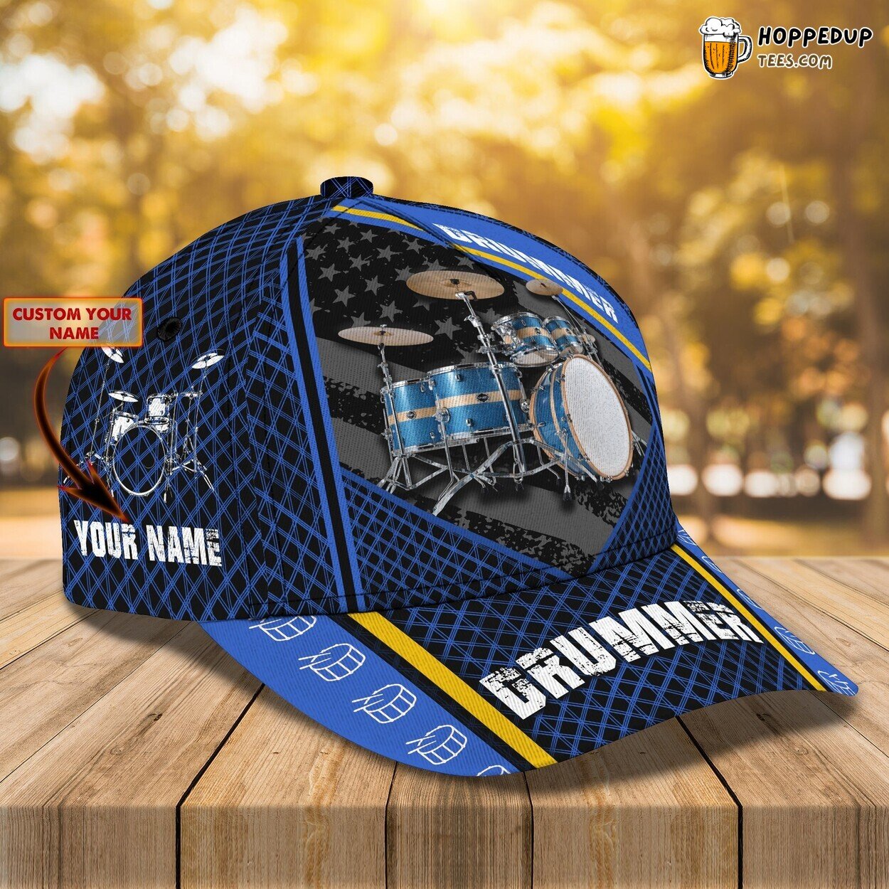 Pounding the Beat 3D Classic Cap Drum Lovers Personalized Name Edition Design