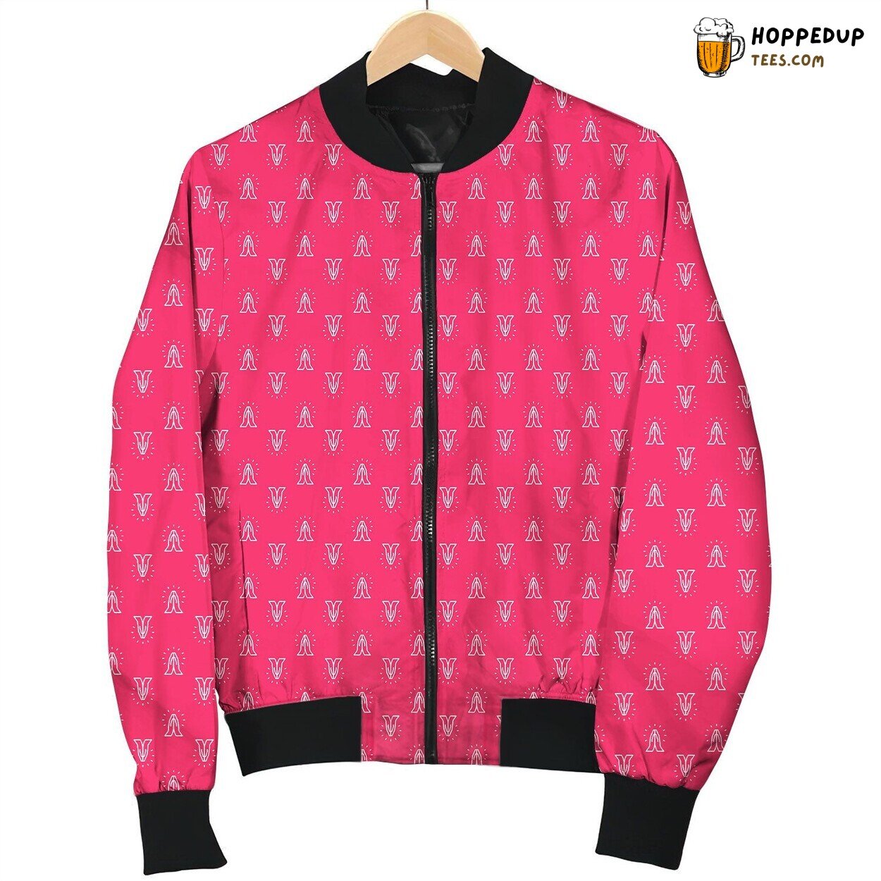 Prayer Pink Pattern Bomber Jacket