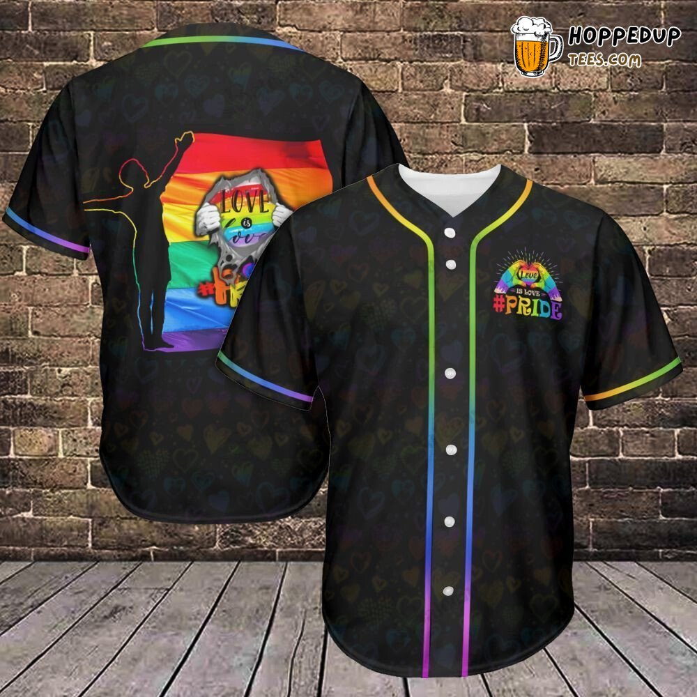 Pride Equality Message Love is Love LGBT Support Baseball Jersey Unified Front