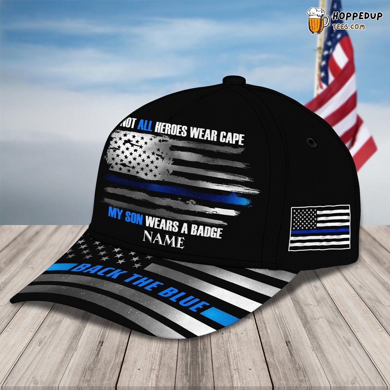 Pride in Badge Wearing Son 3D Classic Cap Personalized Unique Name