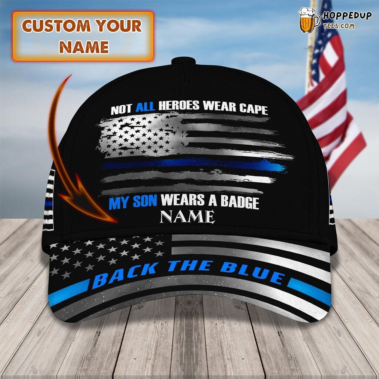 Pride in Badge Wearing Son 3D Classic Cap Personalized Unique Name