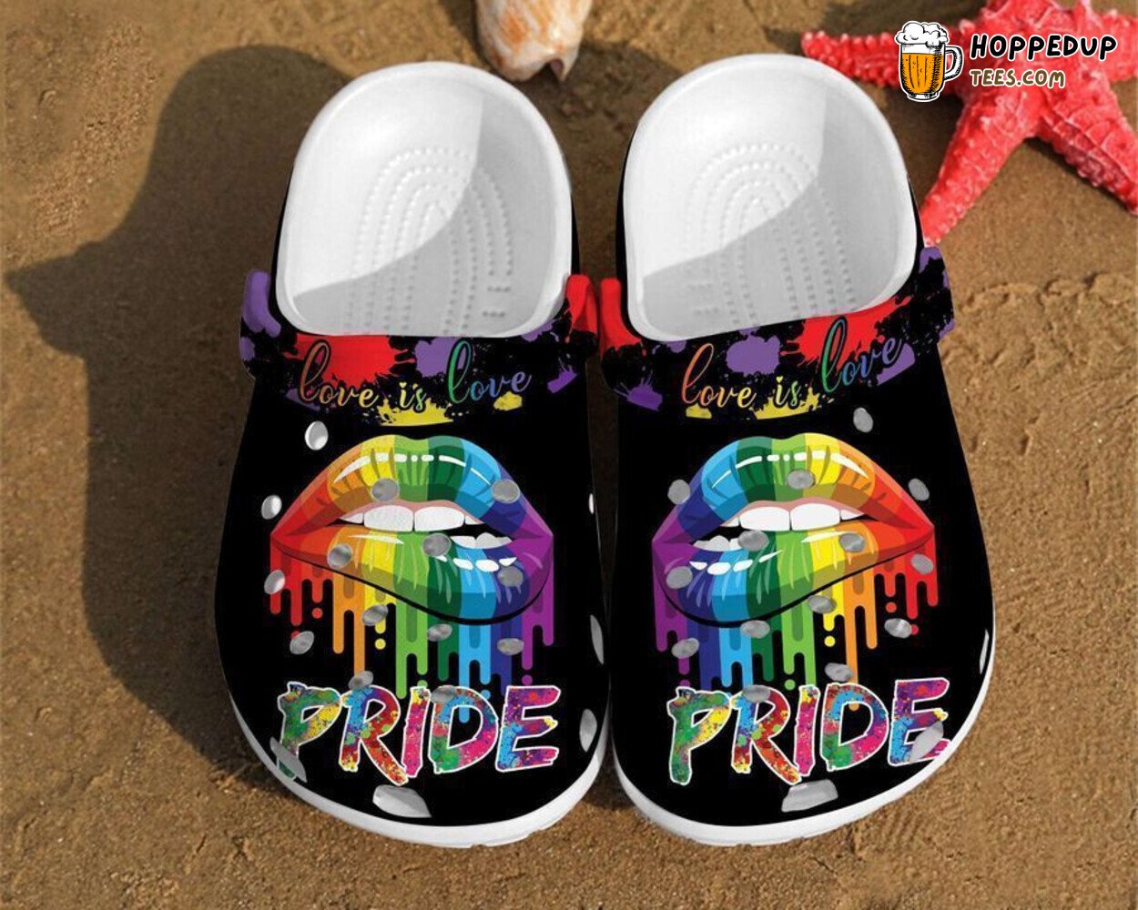 Pride Lips Love LGBT Rainbow Themed Comfortable Unique Clogs