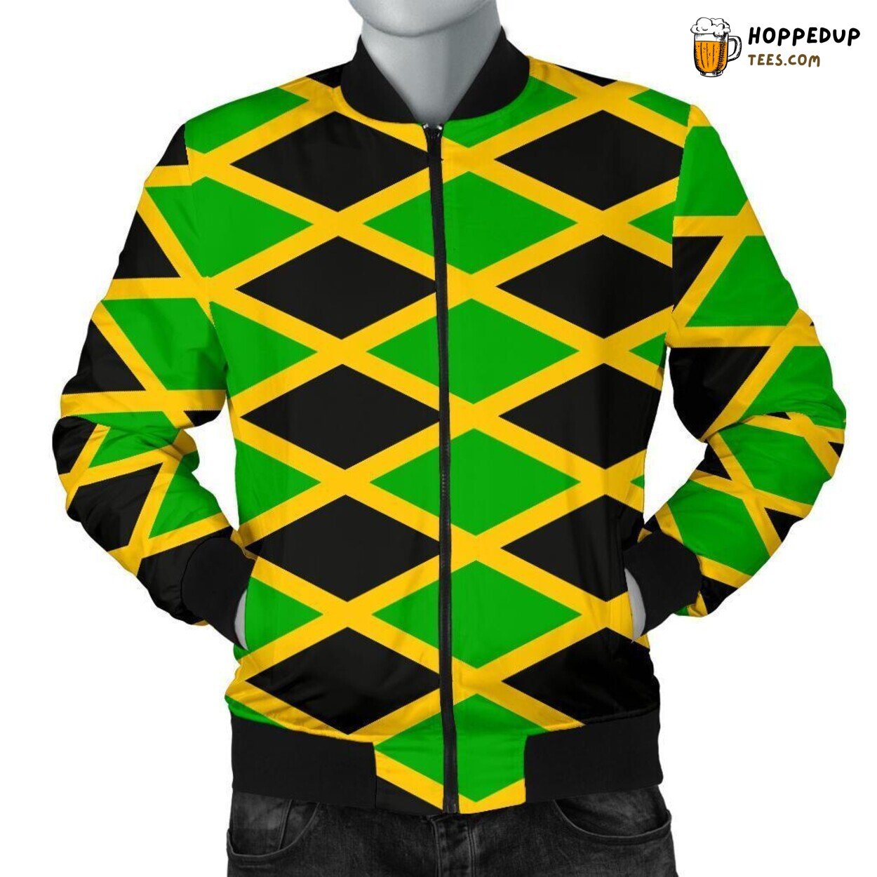 Pride of Jamaican Flag Men’s Bomber Jacket Unique Distinct Pattern Showcase