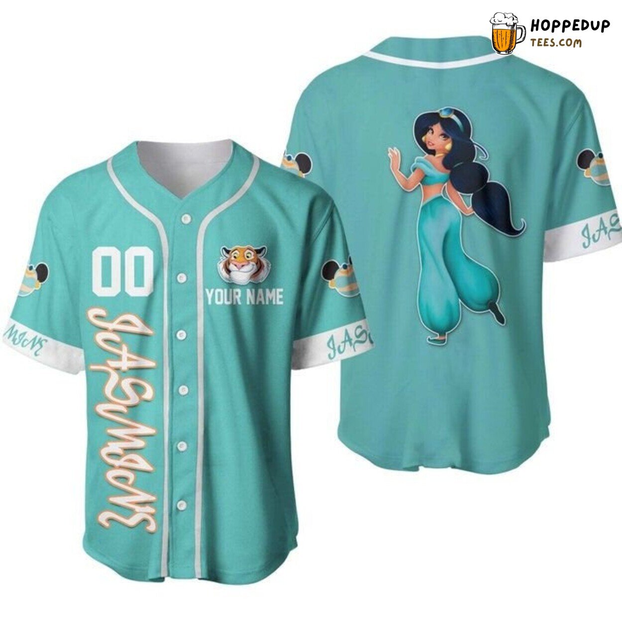 Princess Jasmine Rajah Tiger Mint Disney Unisex Baseball Jersey