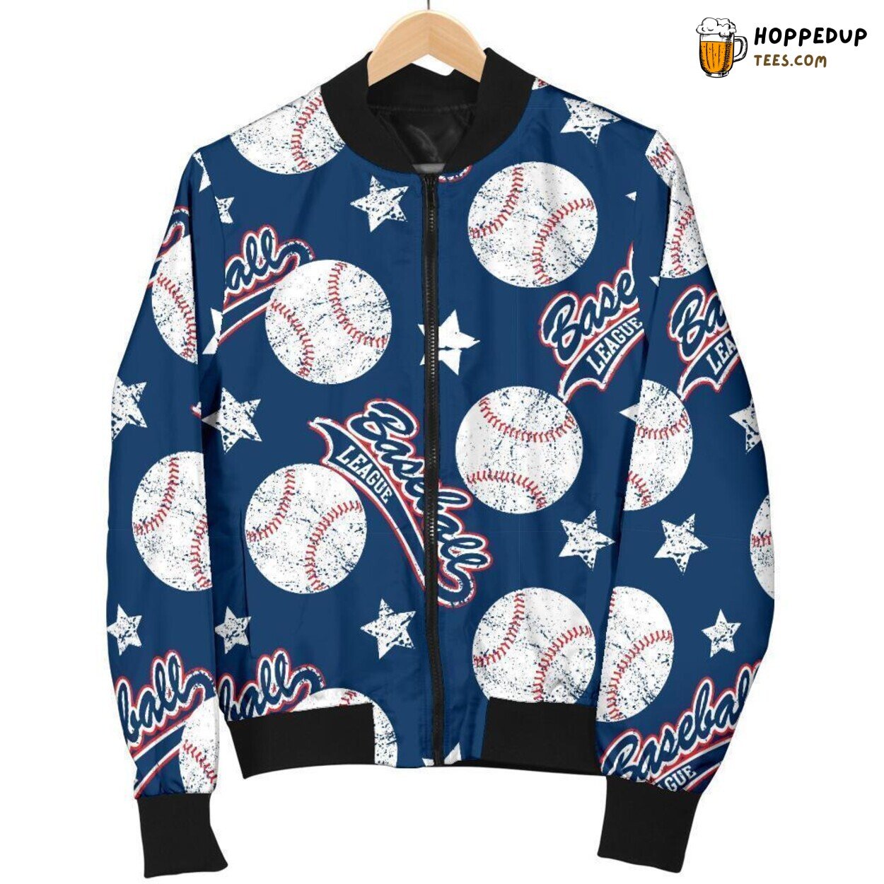 Print Pattern of Baseball League on Men’s Stylish Bomber Jacket