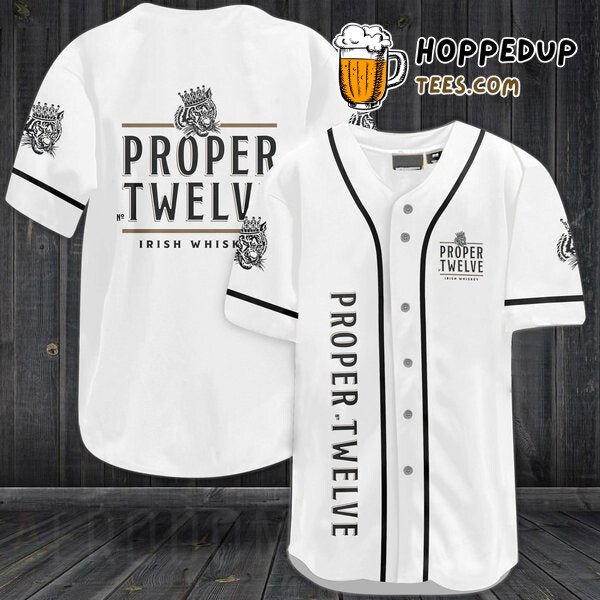 Proper Twelve Irish Whiskey Themed White Baseball Jersey Unique Design