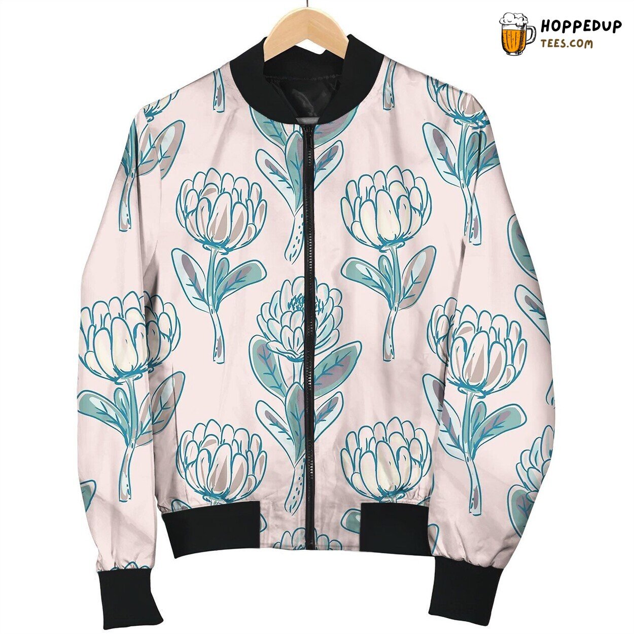 Protea Flower Seamless Pattern Bomber Jacket