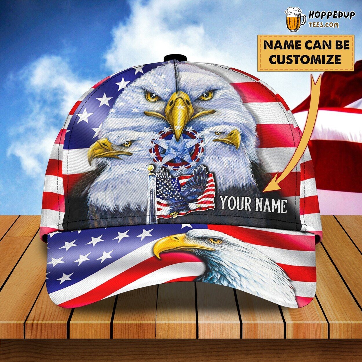 Proud American Eagle Theme 3D Classic Cap Personalized Name Unique Look