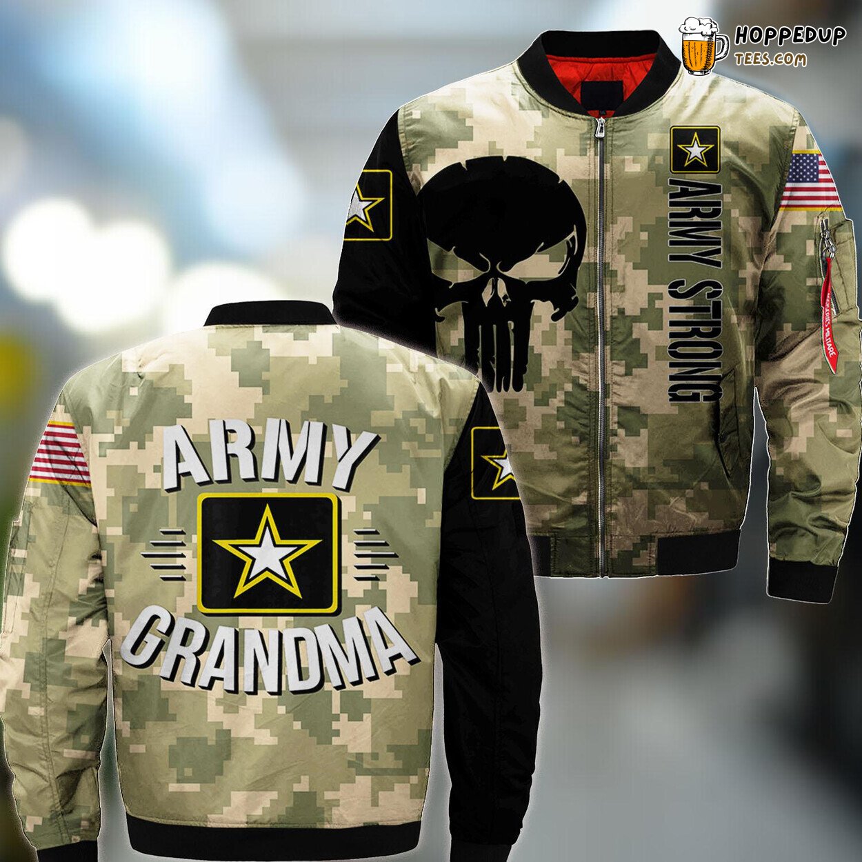 Proud Army Grandma Marine Combat Training Bomber Jacket Veterans