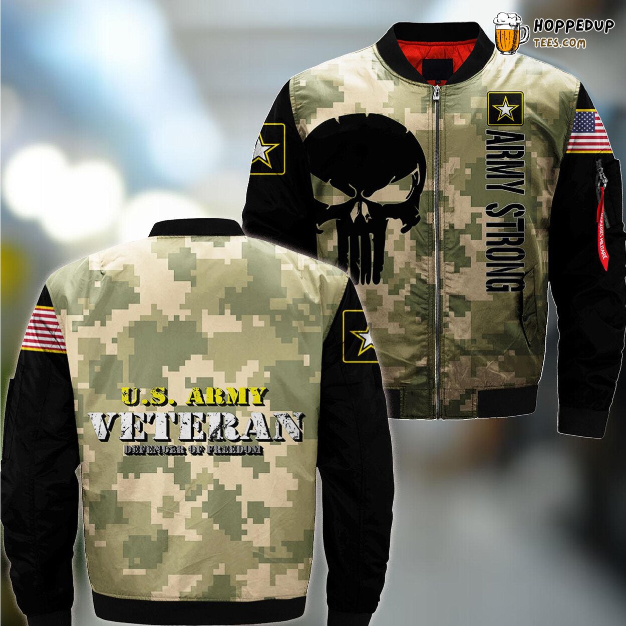 Proud Army Veteran Vintage Gift US Army Bomber Jacket Marines