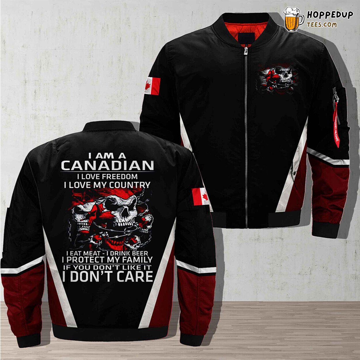 Proud Canadian Freedom Lover Bomber Jacket Veterans Country Love