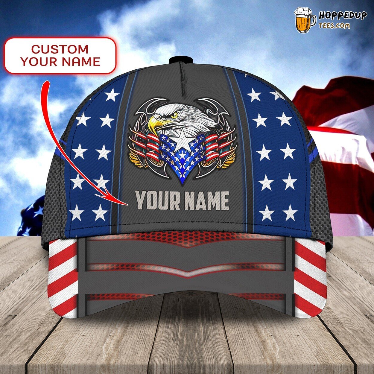 Proud Eagle American Tribute 3D Classic Cap Personalized Name Unique Look