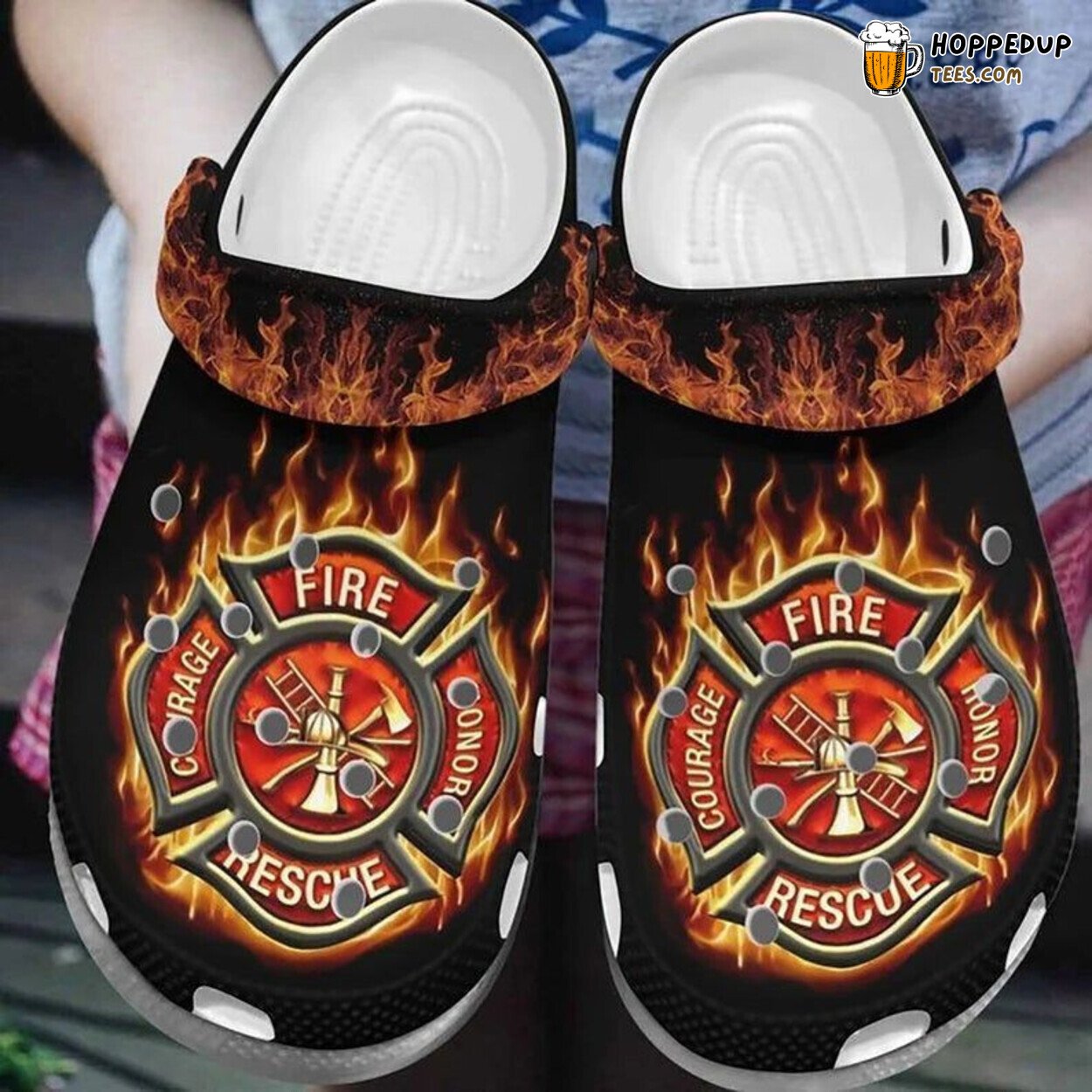 Proud Firefighter Themed Rubber Clogs Shoes Comfortable Fire Dept Footwear