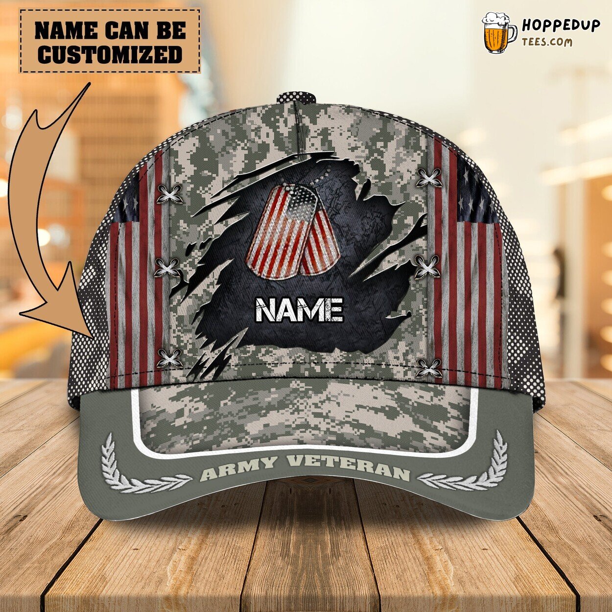Proud US Army Veteran 3D Classic Cap Personalized Name Unique Look