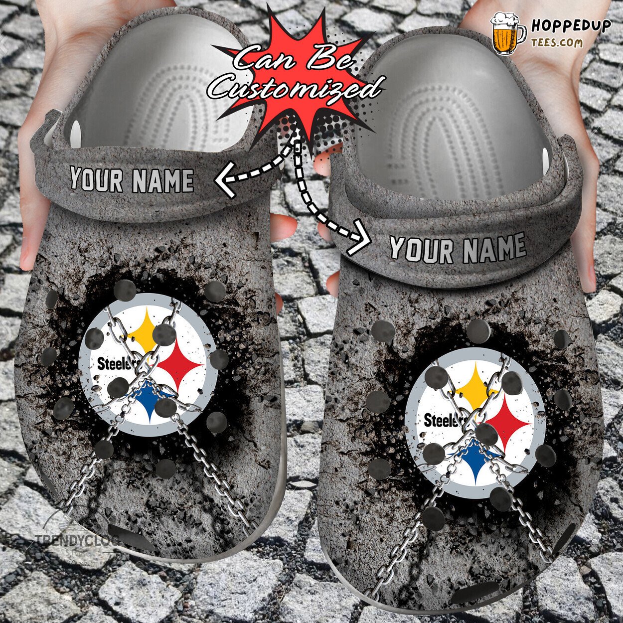 PSteelers Football Chain Breaking Wall Personalized Clog Shoes