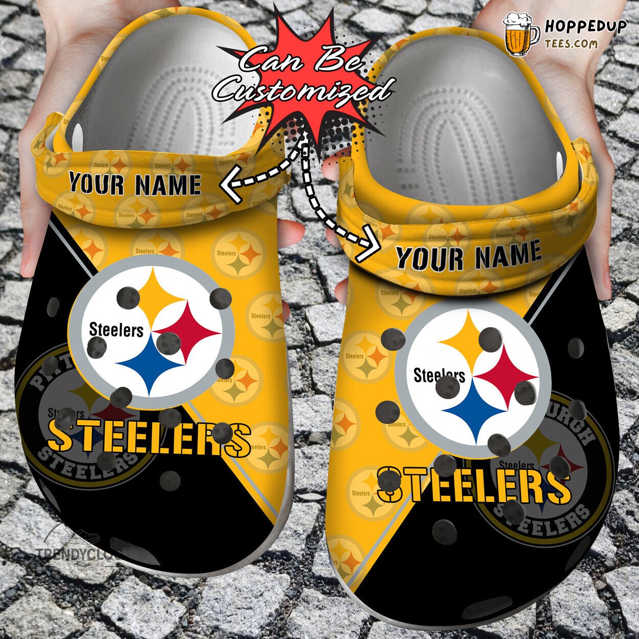 PSteelers Football Team Pattern Personalized Unique Clog Shoes