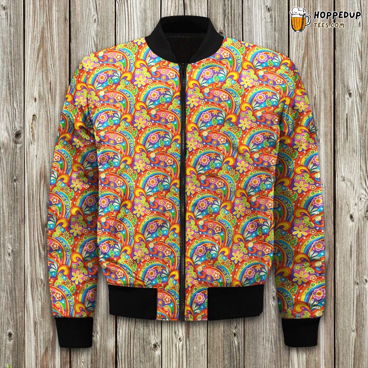 Psychedelic Flower Power Bomber Jacket