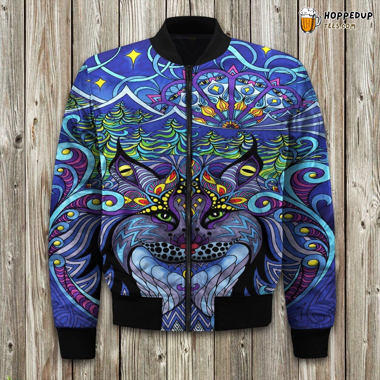 Psychedelic Pattern Winter Bomber Jacket Artistic Stylish Warmth Feel
