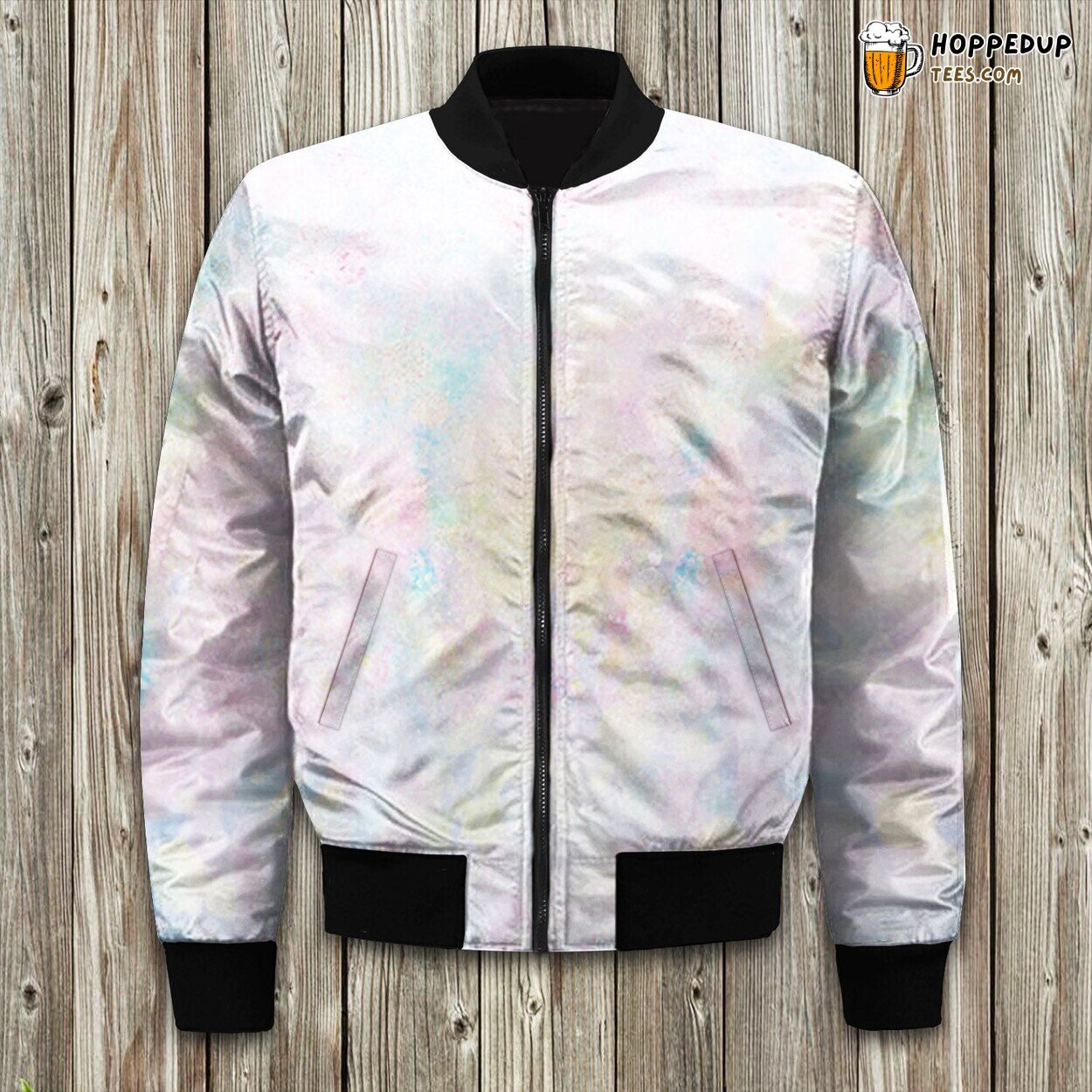Psychedelic Rainbow Tie Dye Design Winter Bomber Jacket Retro Feel